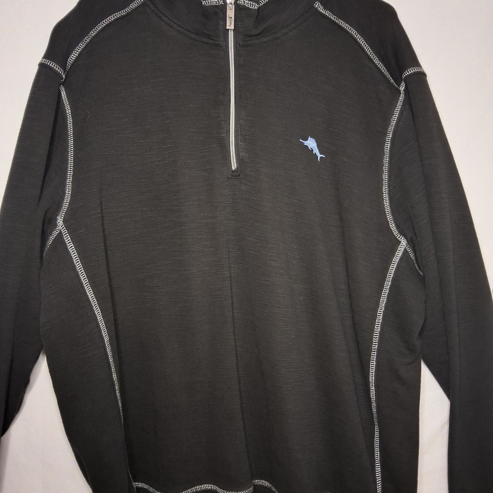 Tommy Bahama Charcoal Zip-Up Sweater